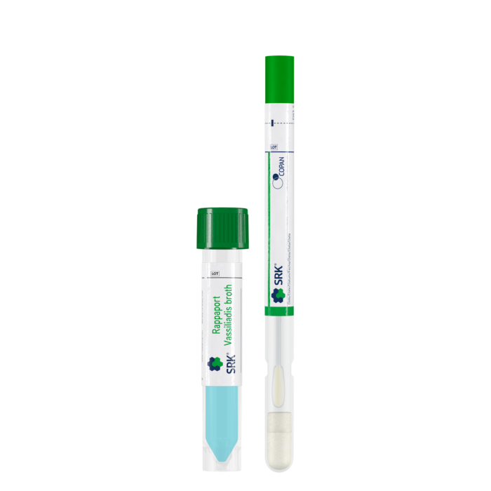 SRK® Rappaport Vassiliadis Broth 10ml with Regular FLOQSwab® and 1ml SRK® Neutralising Pre-moistening Medium in Sponge (SDW9U008N)
